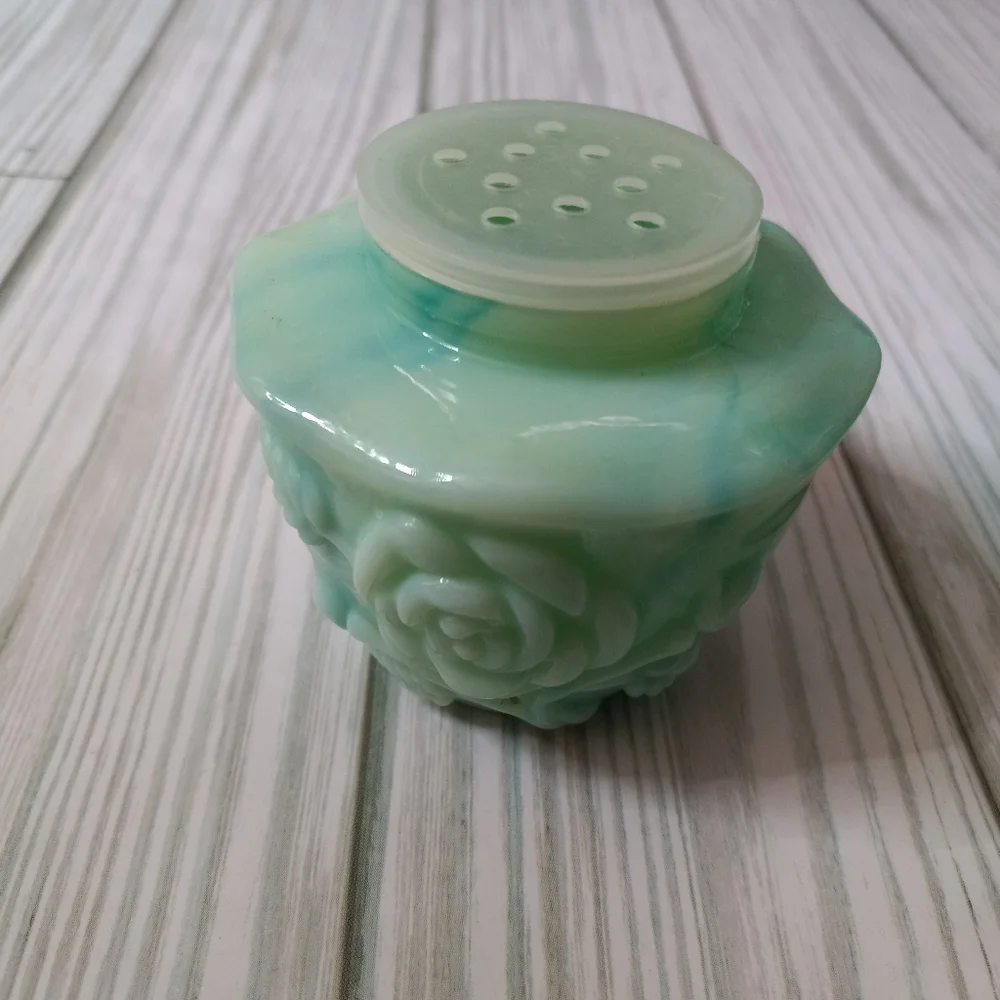 Vintage Avon Floral Moonwind Bath Oil Bottle & Bath Powder Sachet Glass Jar